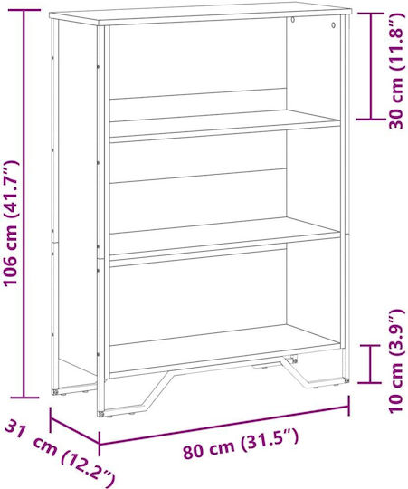 Bibliothek Grau Sonoma 80x31x106cm