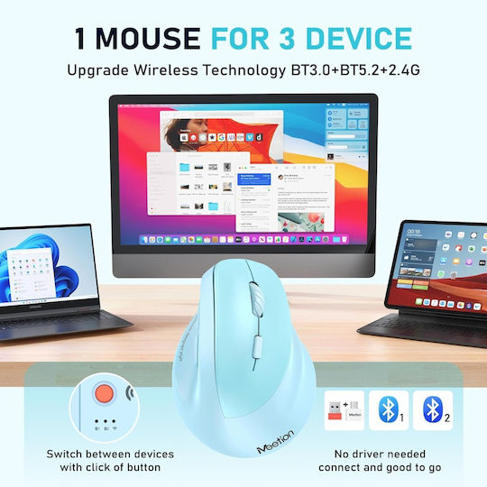 Meetion MT-BTM010R Wireless Ergonomic Mouse Blue