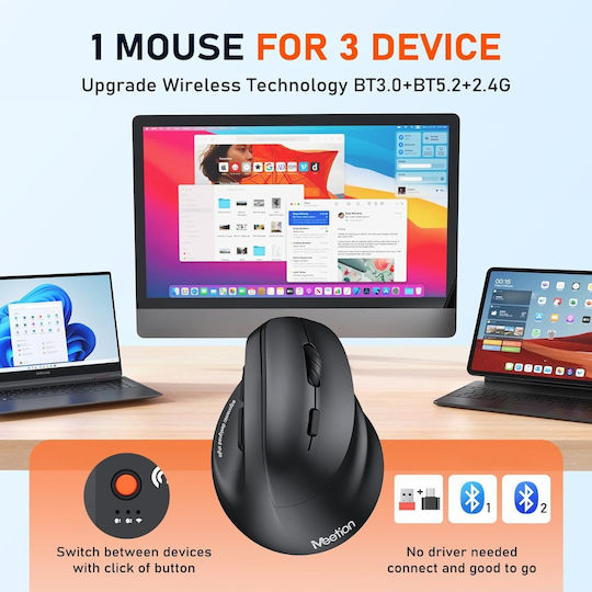 Meetion MT-BTM010R Wireless Ergonomic Mouse Negru