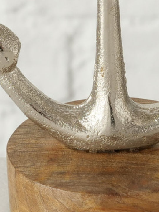 Boltze Candle Holder Wooden in Silver Color 15cm 1pcs