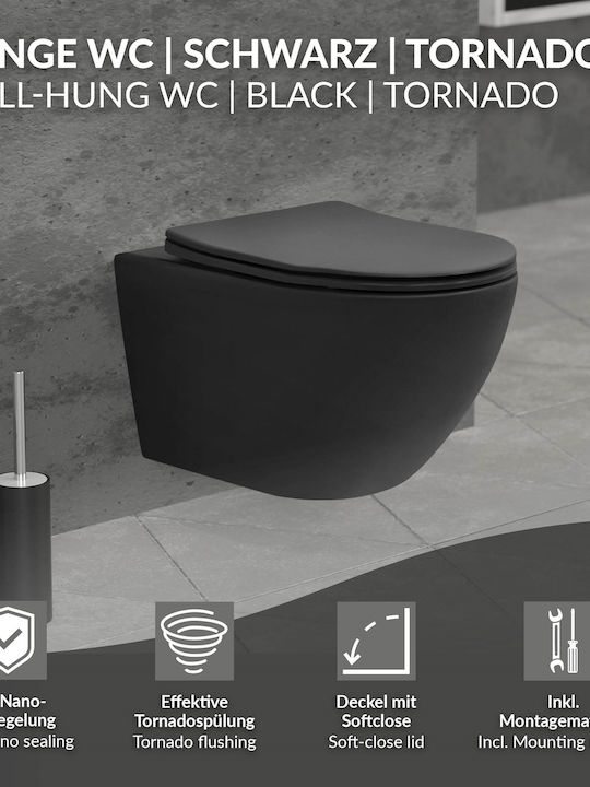 LuxeBath Λεκάνη Κρεμαστή με Καζανάκι με Κάλυμμα Duroplast Μαύρη 4064649212213 LuxeBath Λεκάνη Κρεμαστή με Καζανάκι με Κάλυμμα Duroplast Μαύρη 4064649212213