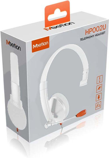Meetion HP002U Auf dem Ohr Multimedia-Headsets mit Mikrofon und Verbindung USB-A in Weiß Farbe