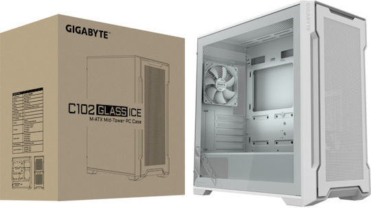 C102 Glass Midi Tower Computer Case Ice