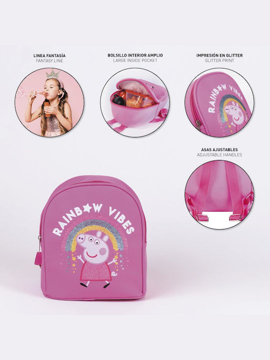 Ghiozdan pentru Grădinița din Piele Faux Peppa Pig Roz