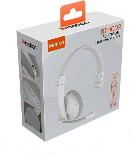 Meetion BTH002 Wireless On Ear Multimedia Headphone with Microphone Bluetooth / USB-C White