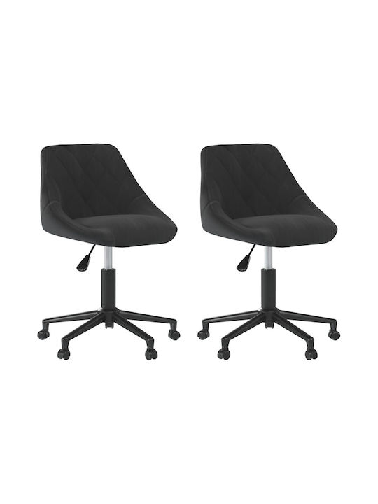 Rotating Chair Visitor with Wheels in Black Color 46x44x67cm 2pcs