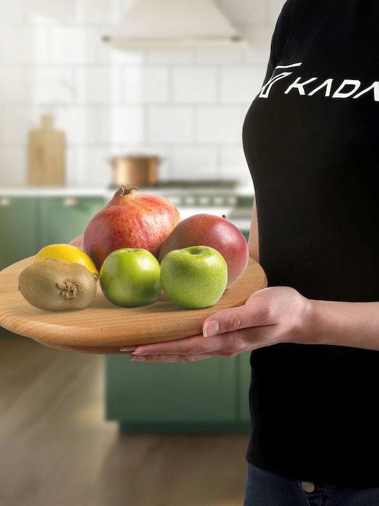 Kadax Wooden Round Serving Tray with Handles in Beige Color 32042 1pcs