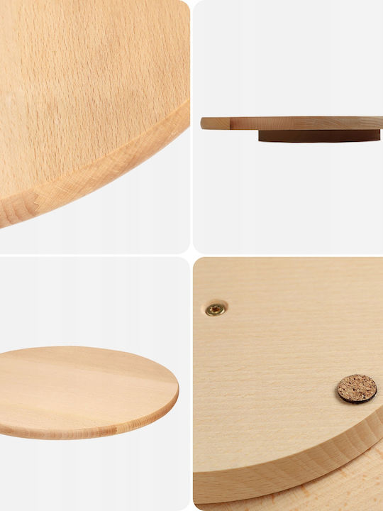 Kadax Wooden Round Serving Tray with Handles in Beige Color 32042 1pcs