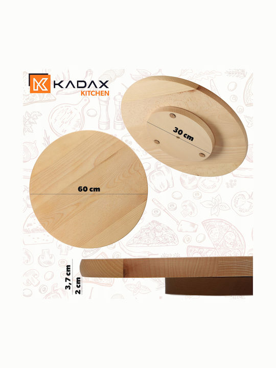 Kadax Wooden Round Serving Tray with Handles in Beige Color 32042 1pcs