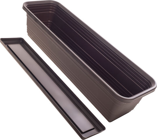 Jardinieră pentru balcon Kadax, ghiveci de flori 60cm + farfurie Mokka