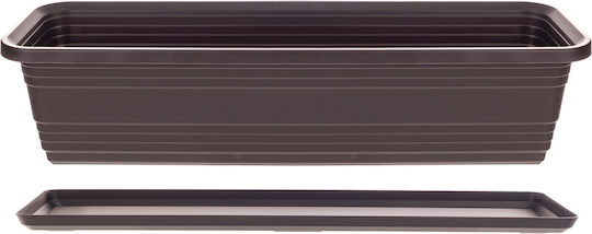 Jardinieră pentru balcon Kadax, ghiveci de flori 60cm + farfurie Mokka