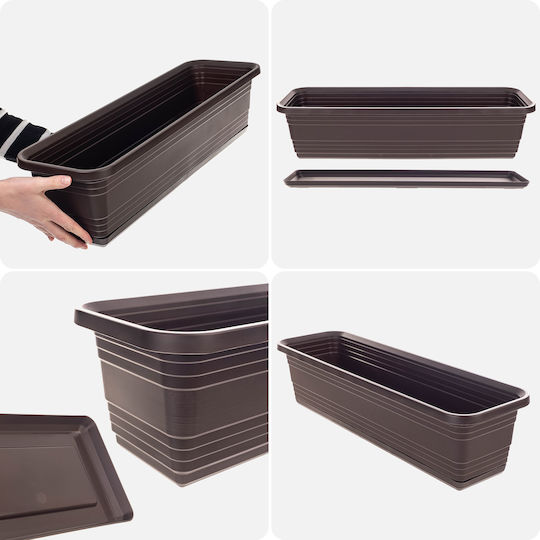 Jardinieră pentru balcon Kadax, ghiveci de flori 60cm + farfurie Mokka