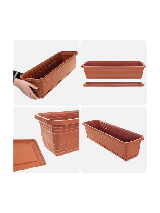 Kadax Balcony Planter Box Flower Pot 60cm + Terracotta Saucer Kadax Balcony Planter Box Flower Pot 60cm + Terracotta Saucer