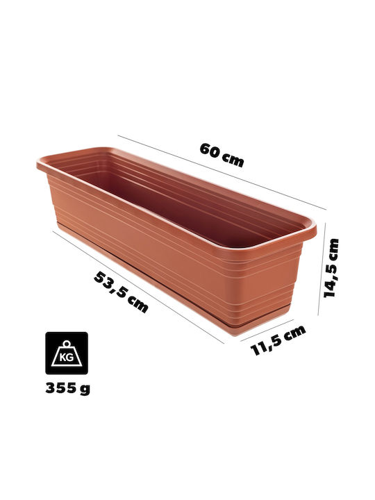 Kadax Balcony Planter Box Flower Pot 60cm + Terracotta Saucer