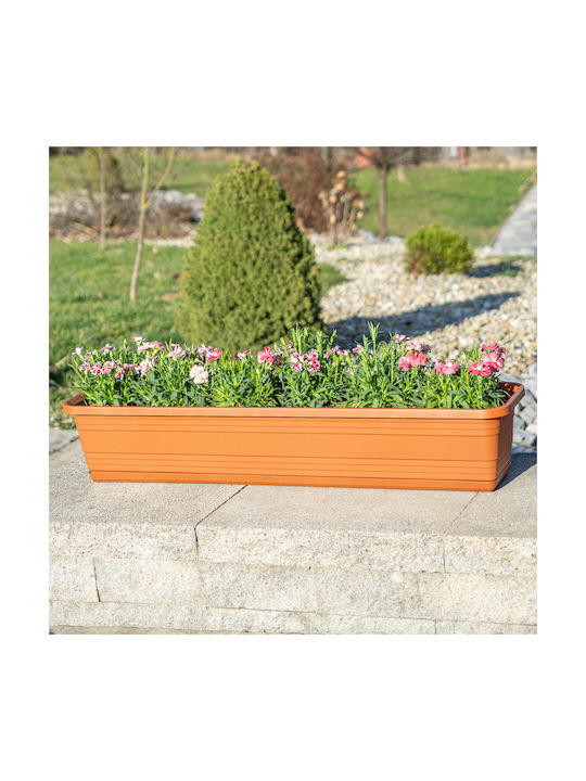 Kadax Balcony Planter Box Flower Pot 60cm + Terracotta Saucer