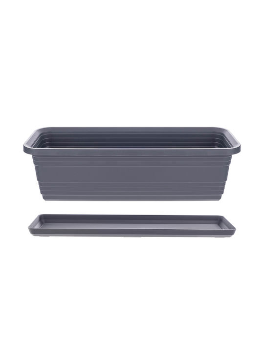 Kadax Balkon Pflanzkasten Blumenkasten 60cm + Untersetzer Anthrazit