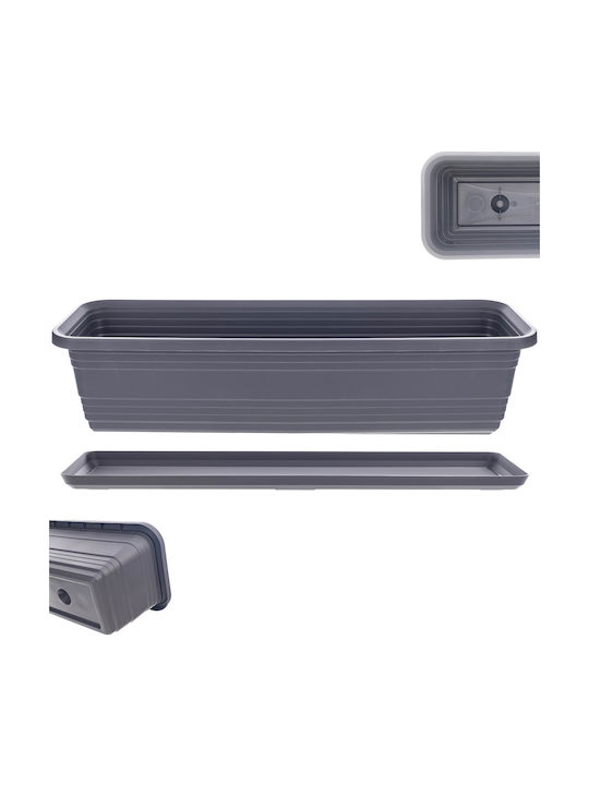 Kadax Balkon Pflanzkasten Blumenkasten 60cm + Untersetzer Anthrazit