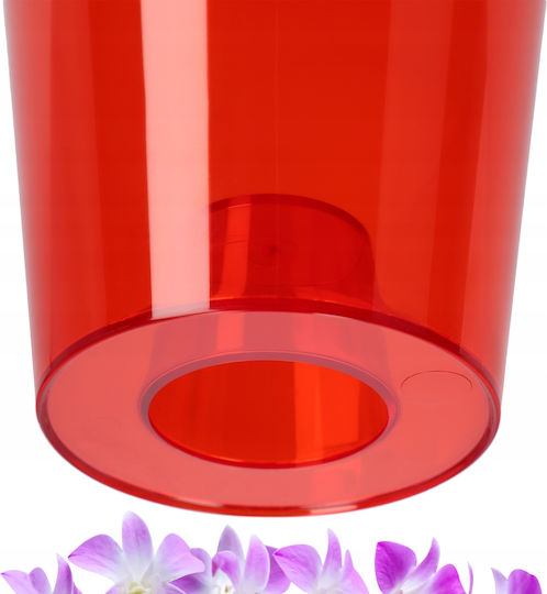 Kadax Orchid Flower Pot Cover Plastic Flower Pot 12cm Red Kadax Orchid Flower Pot Cover Plastic Flower Pot 12cm Red