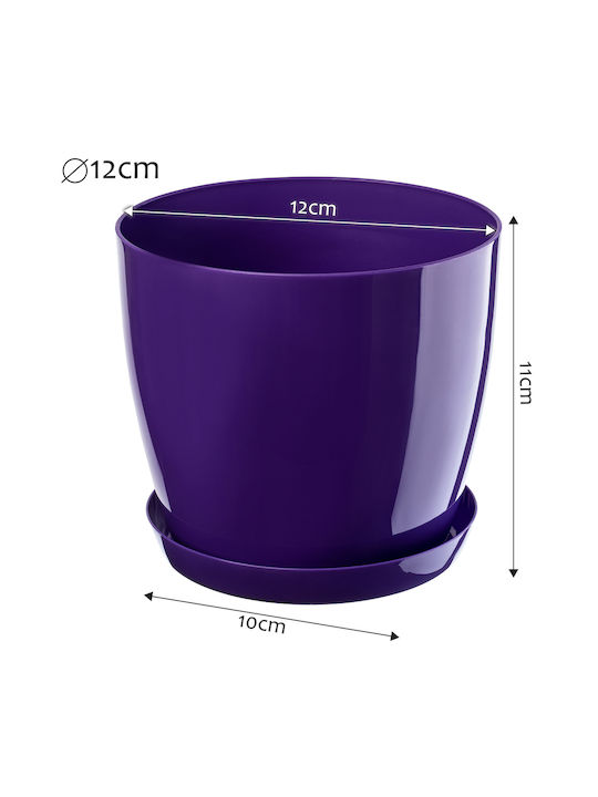 Kadax Plastic Flower Pot with Saucer 12cm Purple