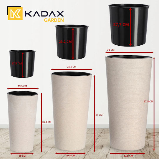 Kadax Set 3 Flower Pots Planters High Garden Beige 57cm