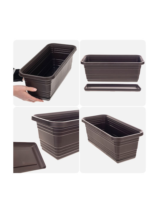 Kadax Balcony Flower Pot Box 40cm + Saucer Mocha