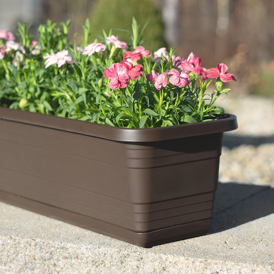 Kadax Balcony Flower Pot Box 40cm with Saucer Mocha