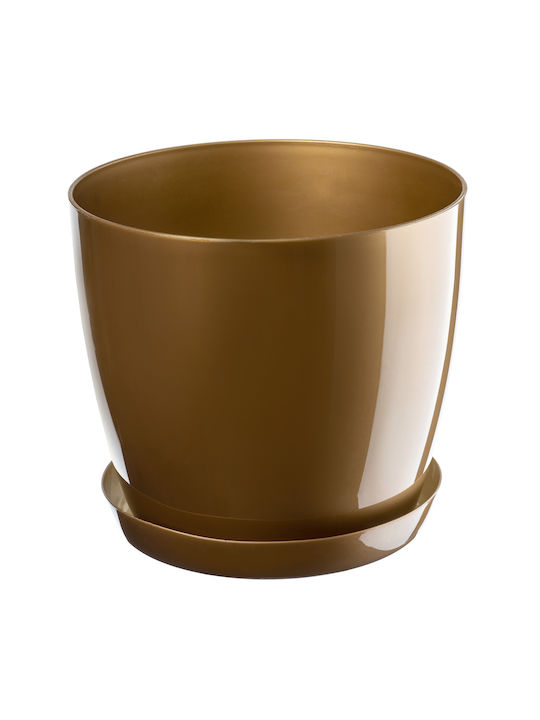 Kadax Plastic Pot Saucer 16cm Gold Flowers