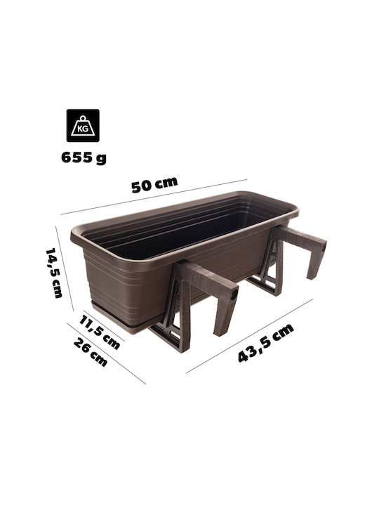 Kadax Balcony Box Planter Pot 50cm Handles Base Balcony Railing