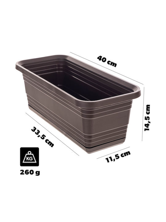 Kadax Balcony Flower Pot Box 40cm + Saucer Mocha