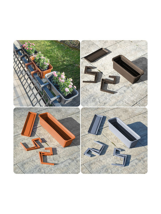 Kadax Balcony Box Planter Pot 50cm Handles Base Balcony Railing