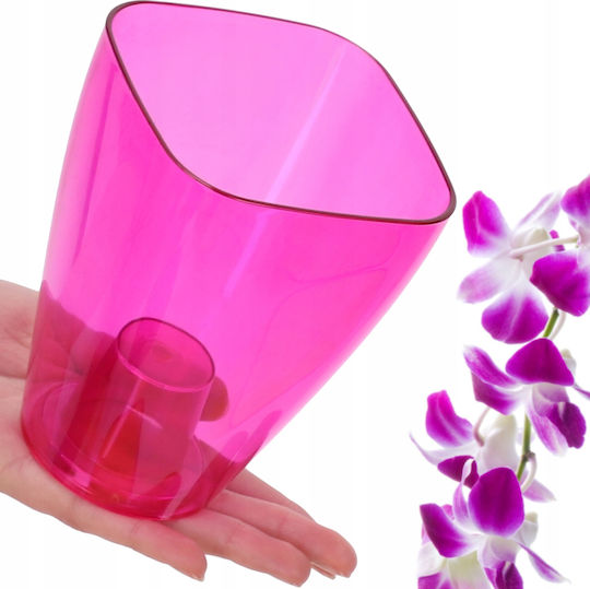 Kadax Orchid Pot Cover Plastic Flower Planter 12cm Pink