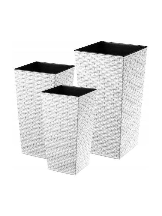 Kadax Set 3 Planters Rattan Insert White 75cm