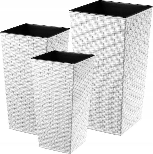 Kadax Set 3 Planters Rattan Insert White 75cm