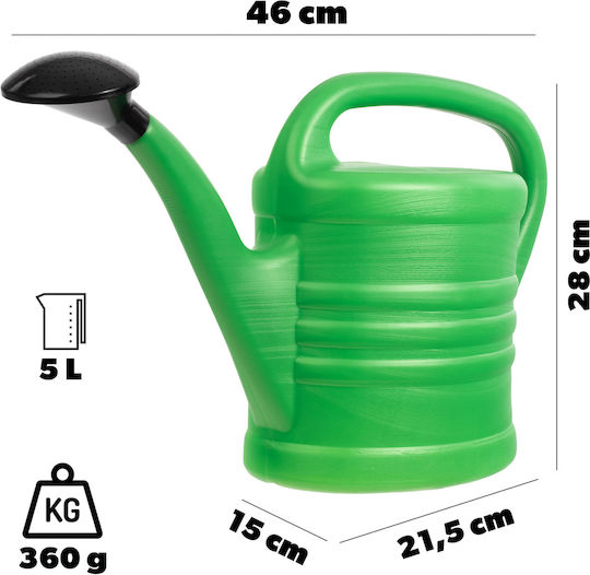 Kadax Plastic Watering Can 5lt Green