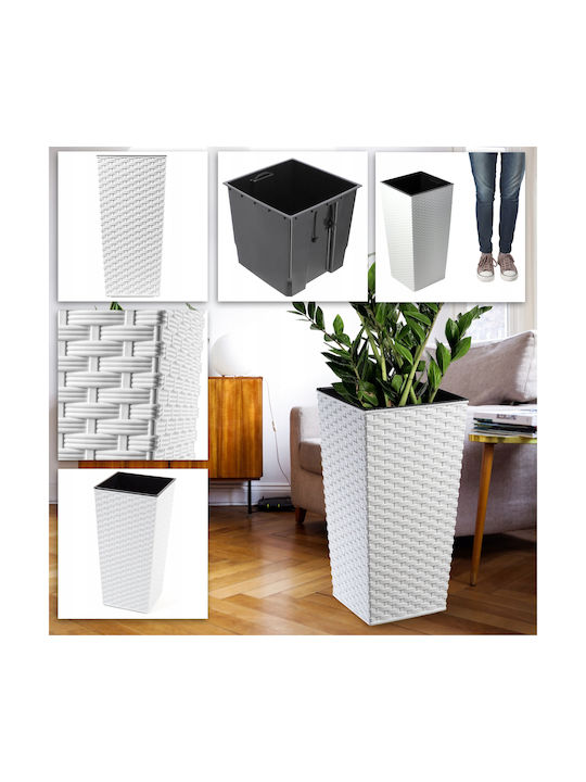 Kadax Set 3 Planters Rattan Insert White 68cm