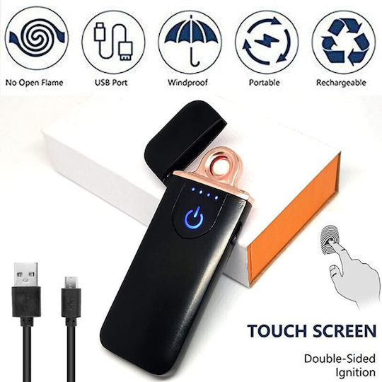 Electric Windproof Lighter In Box Usb Charging Digital Sensor Induction Ignition 2 Cigarettes Simultaneously Led Indicator Black 78.5x28.5x9.5 Mm