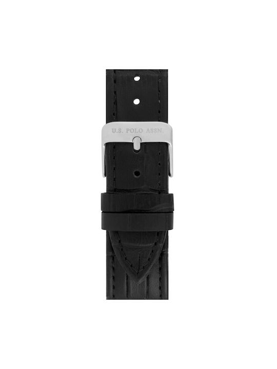 U.S. Polo Assn. Uhr Batterie mit Schwarz Lederarmband