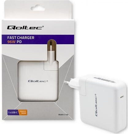 Qoltec USB-C Universal Laptop Charger 96W 5V 7A with Detachable Power Cable