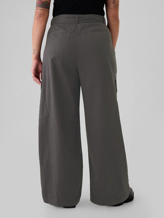 High-Waisted Cargo Baggy Trousers Soft Black