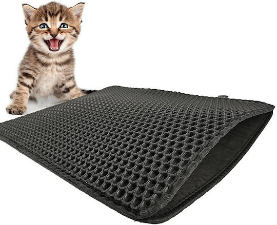 Diamentiq Black Rectangle Box Mat Cat Litter Tray Mat 45 X 60 Cm