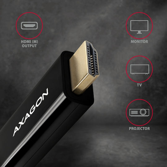 Axagon Cable DisplayPort male - HDMI male 1.8m Μαύρο (RVD-HI14C2)