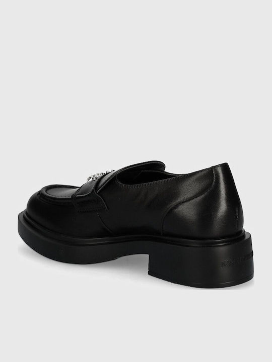Leather Women's Moccasins in Black Color