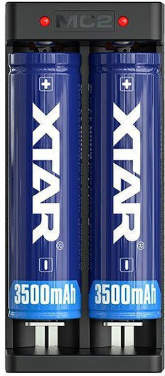 XTAR MC2 Charger 2 Batteries Li-ion Size 18650/16340/26650/14500 Set with USB-C