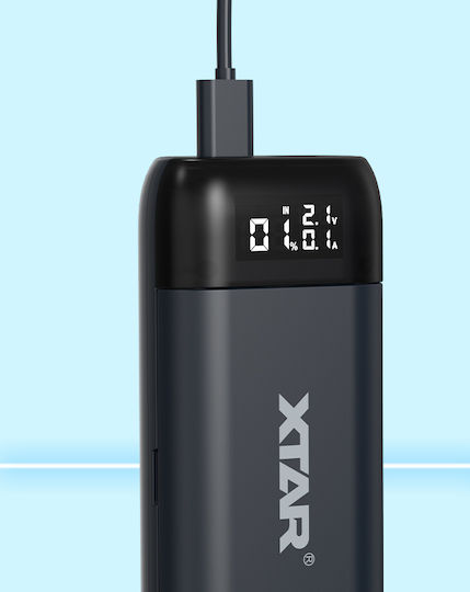 XTAR PB2SL USB Charger 2 Batteries Li-ion Size 18650/21700 in Blue color