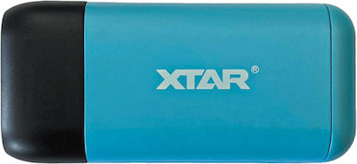 XTAR PB2SL USB Ladegerät 2 Batterien Li-Ion Größe 18650/21700 in Blau Farbe