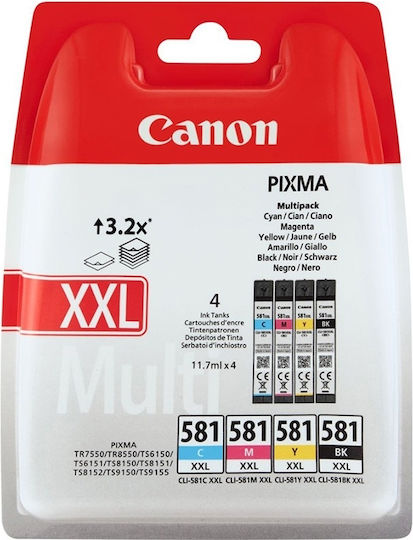 Canon CLI-581XXL Оригинален Пакет от мастила за мастиленоструен принтер Cyan (1998C007)