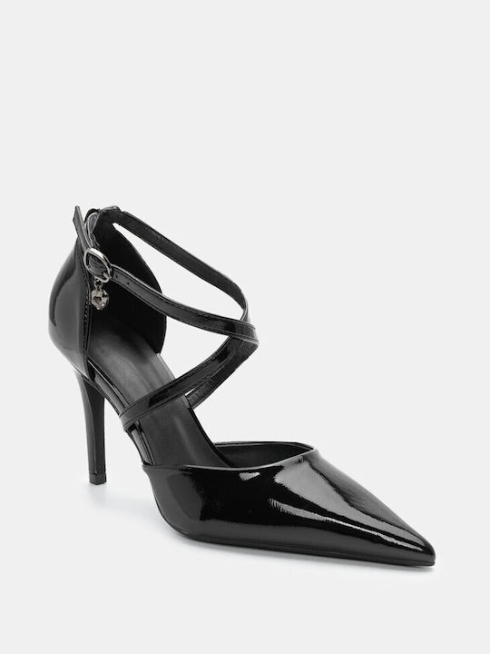 Patent Leather Pointed Cross-Strap Pumps 4317459-black-patent