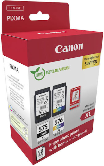 Canon PG-575 / CL-576 XL Γνήσιο Photo Value Pack με 2 Μελάνια Εκτυπωτή InkJet Μαύρο / Πολλαπλό (Color) (5437C006)