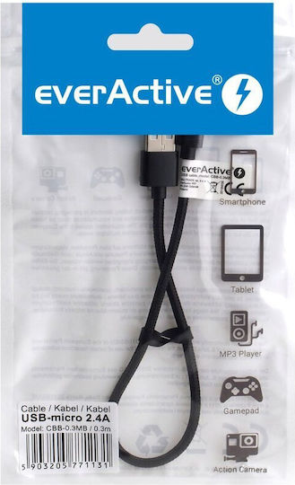 everActive Regular USB 2.0 to micro USB Cable Μαύρο 0.3m (CBB-0.3MB)