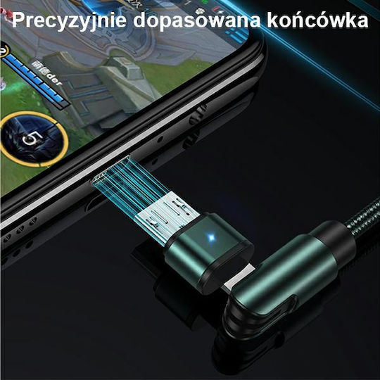 Usams SJ478 Ъгъл (90°) / Плетена USB 2.0 до микро USB кабел Черен 1м (SJ478USB01) 1бр
